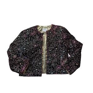ROTHSCHILD for Lilli Ann Night Life Designs Jacket, women's Large, Velvet & Gold